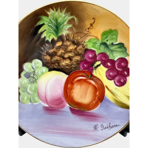 Vintage Hand Painted Porcelain Plates w/ Fruit Designs Yamauchi & Isihara 7.5" - Picture 4 of 8
